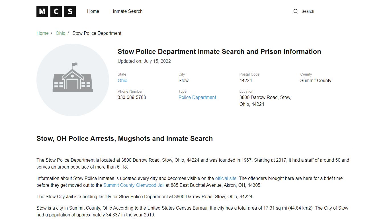 Stow, OH Police and Jail Records - madisoncounty-sheriff.com